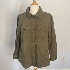 LOFT  Military‎ Olive Green Cotton Utility Jacket Size SP